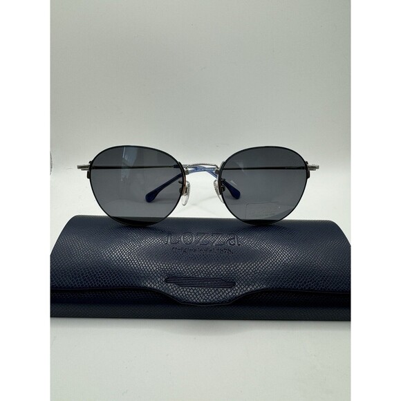 Designer Sunglasses NWT - Lozza SL2355 Silver/Blue Round - Retail $300+ - Picture 1 of 5